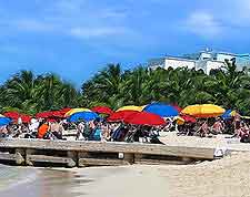 Image showing bright parasols on Doctor's Cave Beach