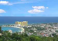 Aerial view of the coastal resorts at Montego Bay
