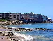 View of beachfront hotels in Monterey