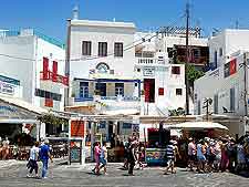 View of stores and tourists