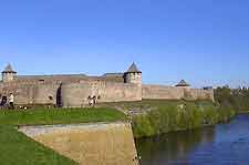 Narva castle, perched on the edge of the river