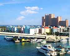 Aerial view of Paradise Island, the Atlantis Resort and the bridge to Nassau