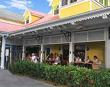 Photo of shoppers enjoying a meal at the Marina Village