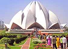 Picture of visitors heading to the Lotus Temple