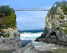 Bridge linking cliffs at Newquay Beach