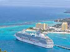Cruise liner departing from Ocho Rios with summer holiday makers