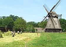 Photo of a windmill at the open-air Funen Village (Den Fynske Landsby)