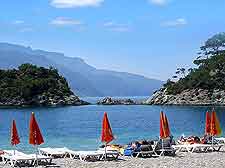 Photo of sunloungers on Oludeniz beachfront