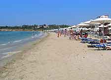 Voula Beach picture, showing summer sunbathers