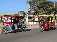 Picture showing local auto rickshaws (mototaxis)