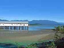 Beachfront photo, showing the boathouse