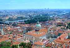 Aerial view of the Prague cityscape