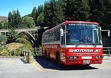 Image of 'Shotover Jet' bus, catering for tourists