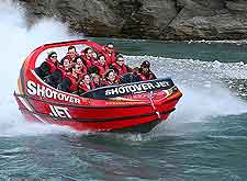 Close-up photo of the popular 'Shotover Jet' boat
