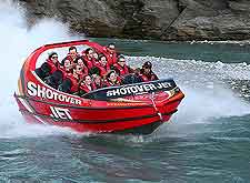 Close-up photo of the popular 'Shotover Jet' boat