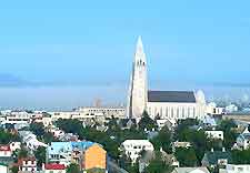 Skyline photograph of Reykjavik, showing the Hallgrimskirkja Church