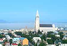 Skyline photograph of Reykjavik, showing the Hallgrimskirkja Church