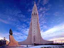 Side-view of the Hallgrimskirkja Church in Reykjavik