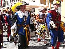 Further picture of festival-goers in the town centre