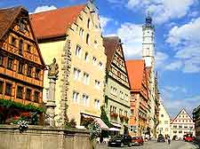 Picture of historic buildings, shops and accommodation on Herrengasse street, Rothenburg Ob Der Tauber