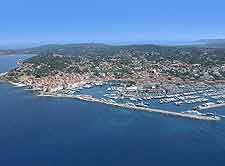 Bird's-eye view of St. Tropez coast and harbour