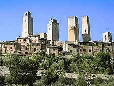 Picture showing the town's numerous historic towers