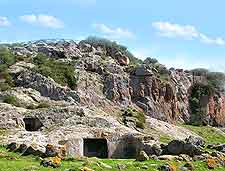 View of the Necropolis of Montessu, an ancient landmark on the island