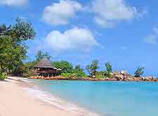 Image of beachfront next to the Constance Lemuria resort, Anse Kerlan, Praslin Island