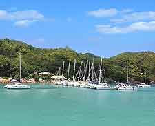 Picture of yachts moored at Praslin harbour