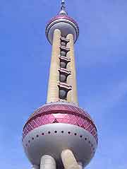 Close-up ohoto of the Oriental Pearl TV Tower