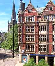 Picture of central restaurant and cathedral spire