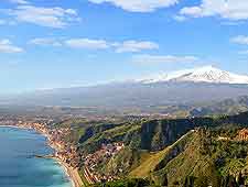 View of the Ionian Coast, with Mount Etna in the background