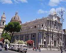View of the Catania Cathedral (Cattedrale di Sant Agata), home of many religious festivals in Sicily