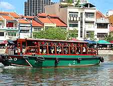 Cruise boat on the river in Singapore City