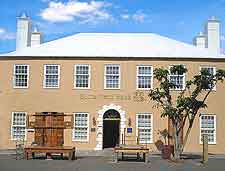 Additional picture taken on King's Square, showing the Butterfield Bank attraction and its old stocks