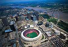 Aerial view of Saint Louis showing Busch Stadium
