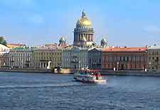 View of cruise boat on the Neva River