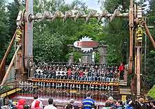 View of the popular Ripsaw ride at Alton Towers