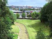 Image of the city's skyline, viewed from Festival Park