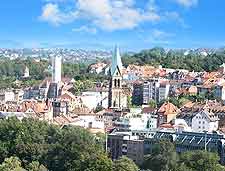 Skyline photo of hotels and historic buildings in the city of Stuttgart