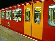 Photograph showing arriving Metro train