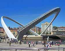 View of Newcastle's striking Gateshead Millennium Bridge