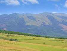 Countryside photo showing distant mountainous scenery