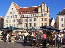 View of shoppers on the Old Town Square