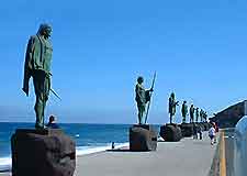 Image of the nine aboriginal kings of Tenerife in the city square of Candelaria