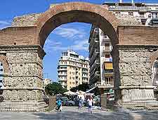 View of the Arch of Galerius and sightseers