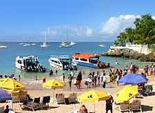 View of tourists flocking to Store Bay