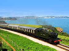 Close-up image of steam train on the Dartmouth Steam Railway