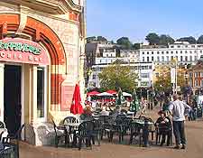 View of popular Cafe Bay at Torquay
