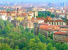 Aerial photo of the city and the Giardini Reali